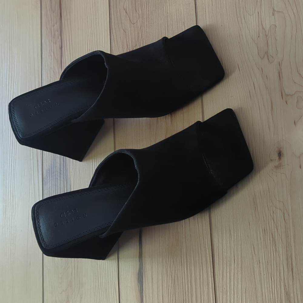ASOS Design Black chunky heel mules size 8 - Picture 4 of 12